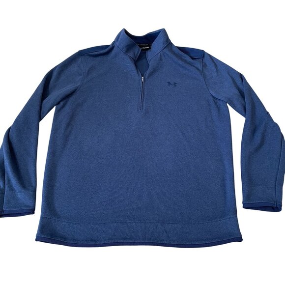 Under Armour Mens Blue 1/4 Zip Pullover Sweatshirt XL Loose Fit ColdGear Fitness - Picture 1 of 5